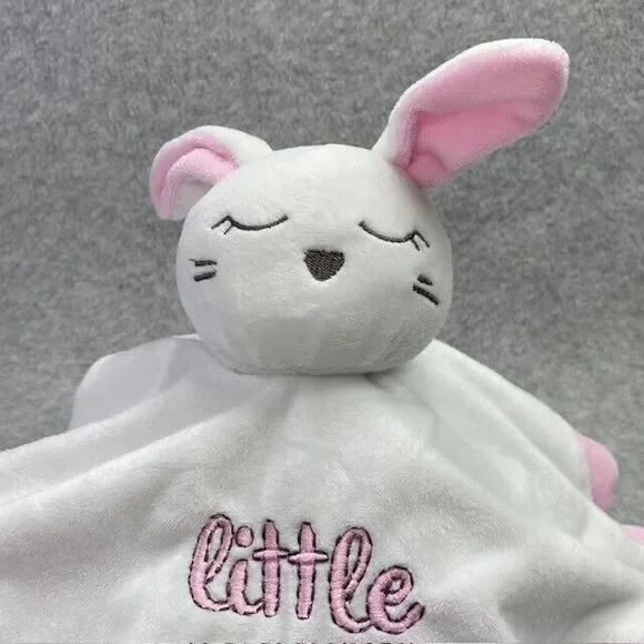 Nursery Rhyme White Pink Little Snuggle Bunny Rabbit Lovey Security Blanket NWOT - Picture 2 of 7